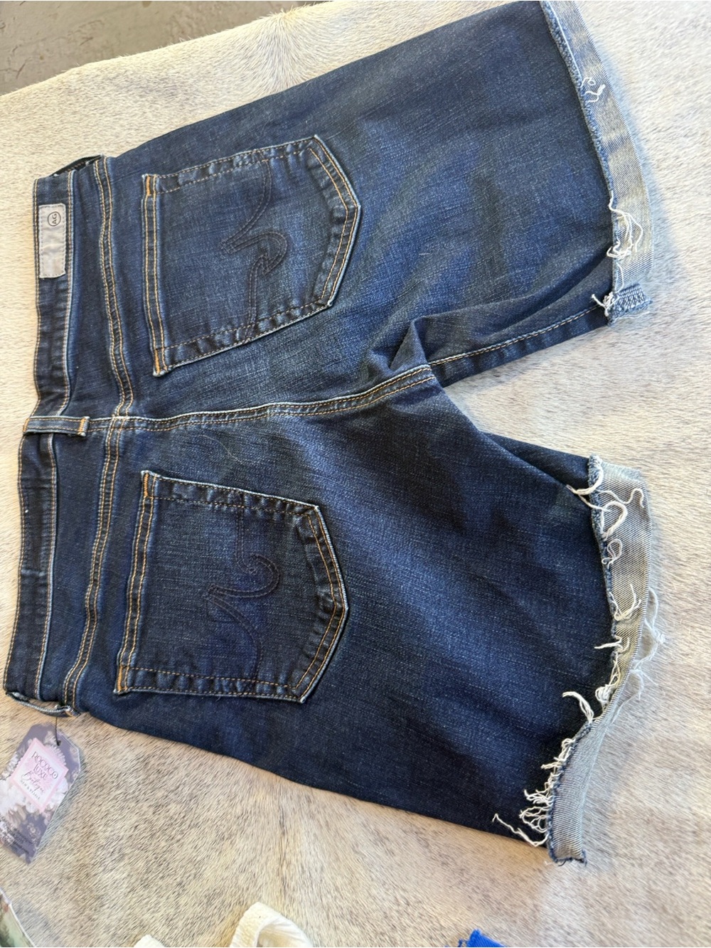 Ag Adriano Goldschmied Jeans Dark Blue Rolled-Hem  Shorts AG-ED DENIM 30‎ - Picture 11 of 17